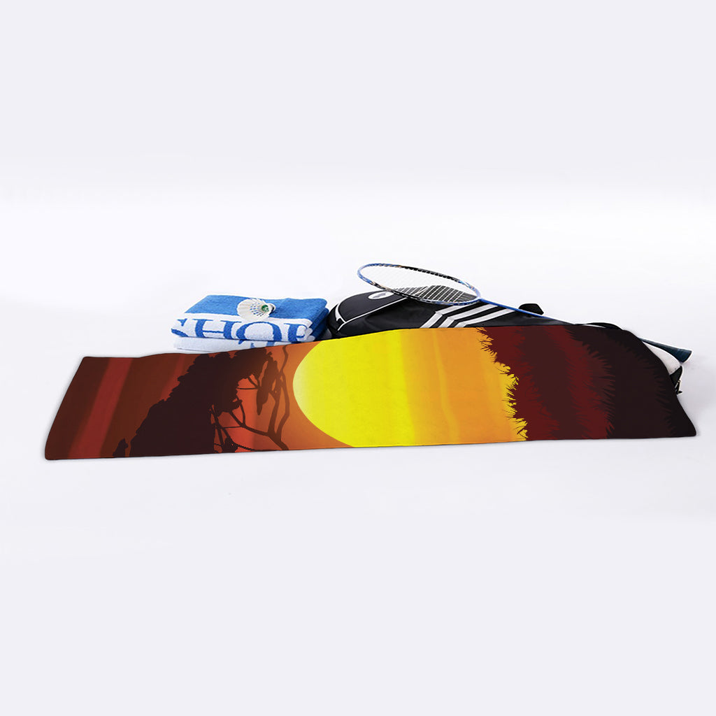 African Savanna Sunset Print Sports Towel