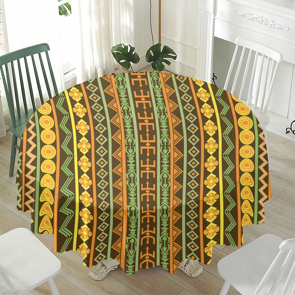 African Tribal Inspired Pattern Print Waterproof Round Tablecloth