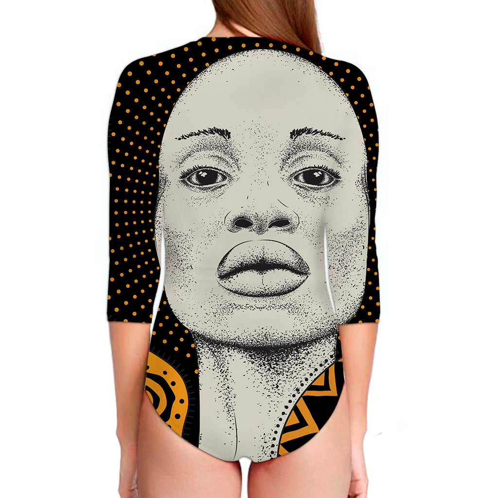 African Woman Print Long Sleeve Swimsuit