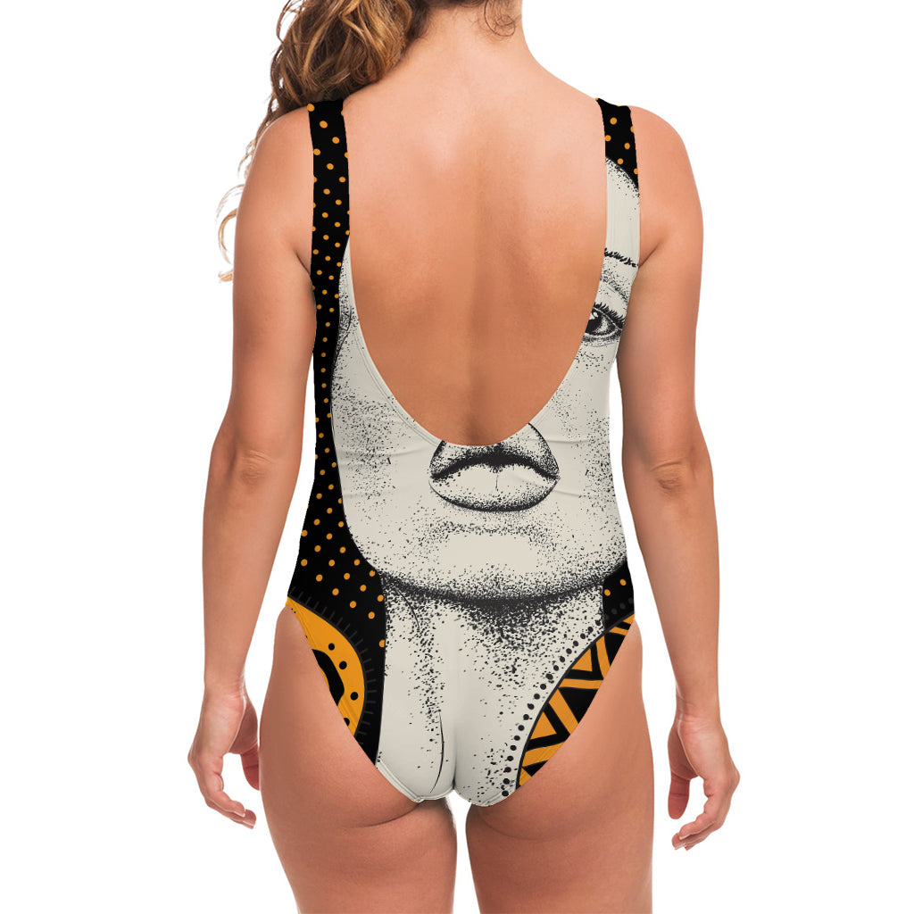 African Woman Print One Piece Swimsuit