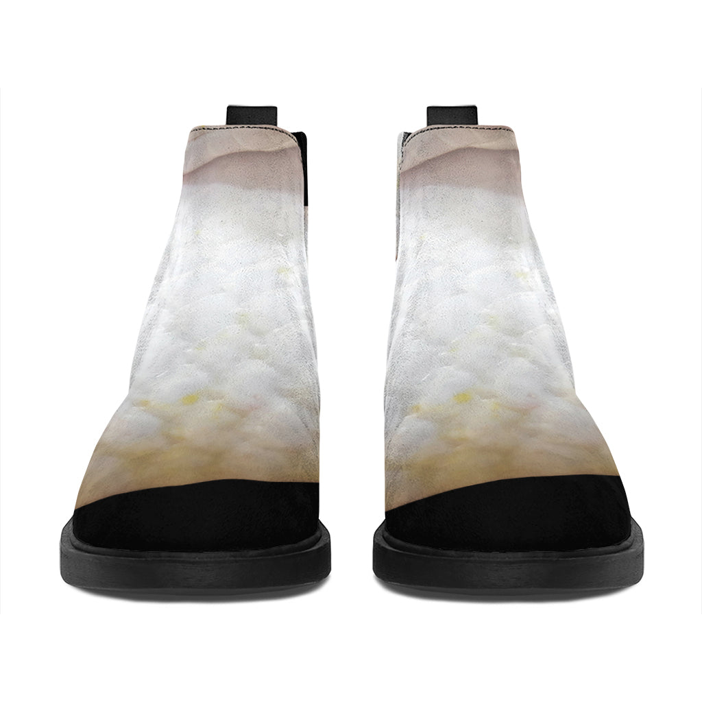 Albino Snake Print Flat Ankle Boots