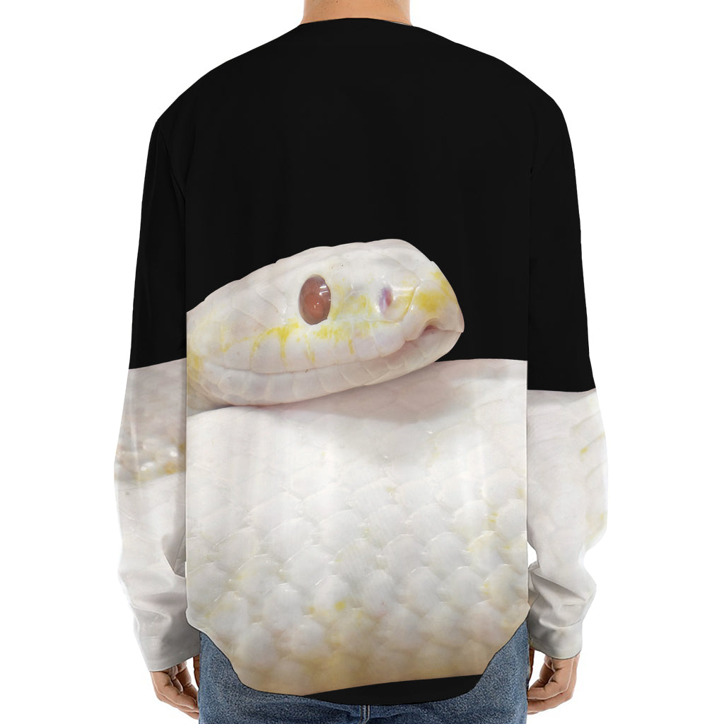 Albino Snake Print Long Sleeve Baseball Jersey