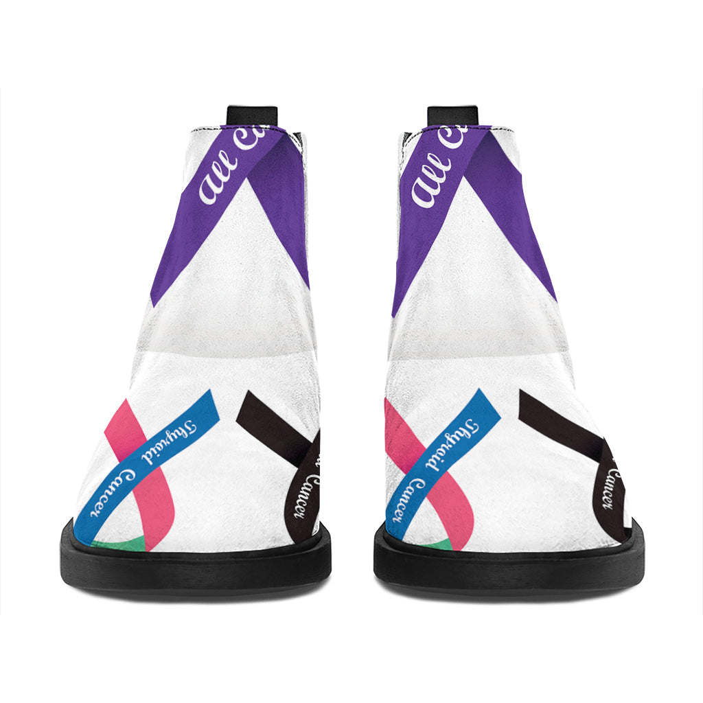 All Cancer Awareness Ribbons Print Flat Ankle Boots