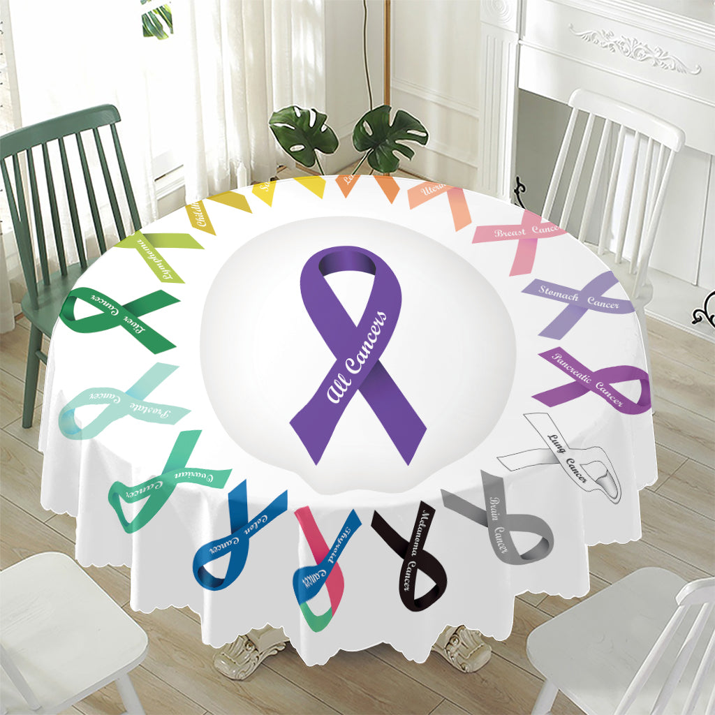All Cancer Awareness Ribbons Print Waterproof Round Tablecloth