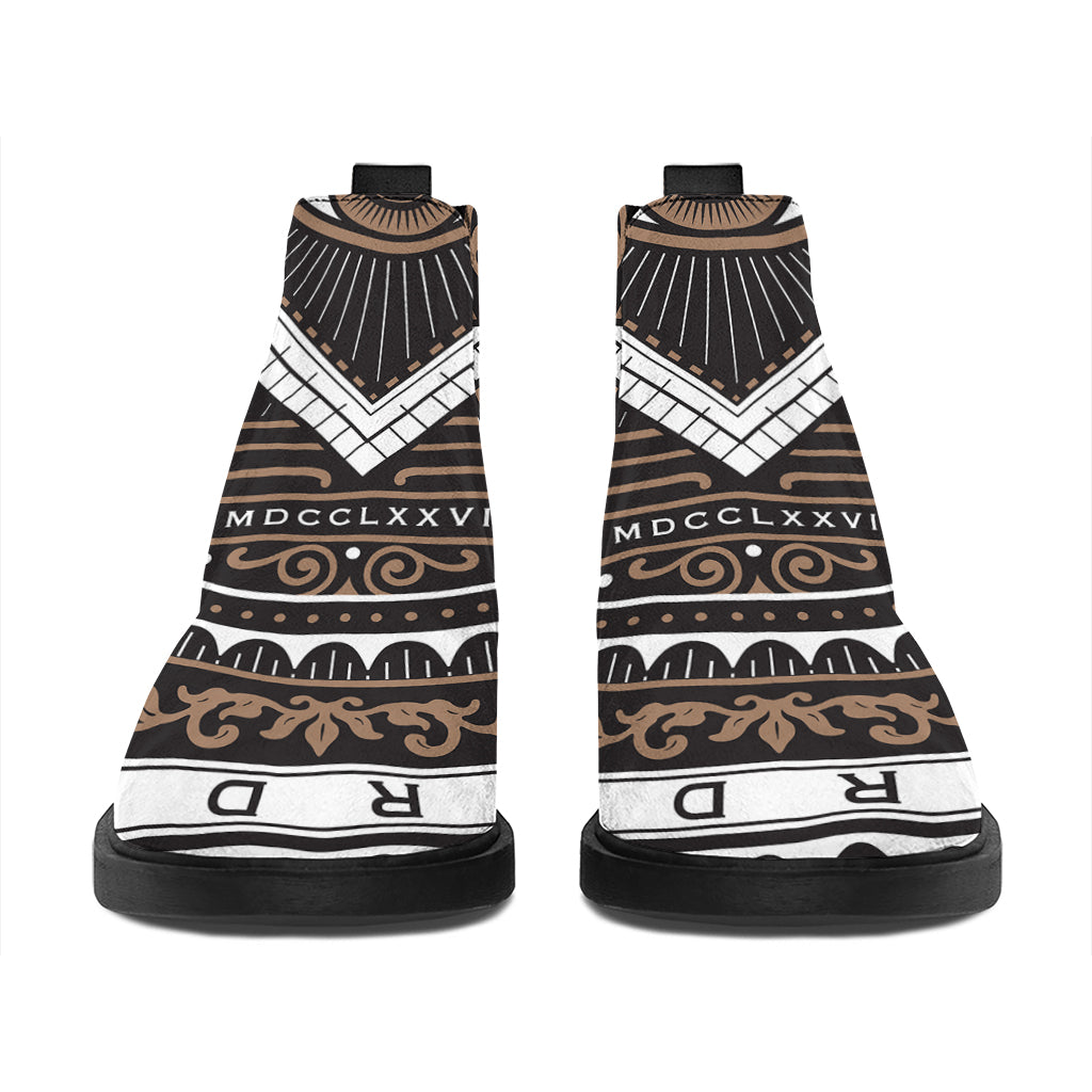 All Seeing Eye Symbol Print Flat Ankle Boots