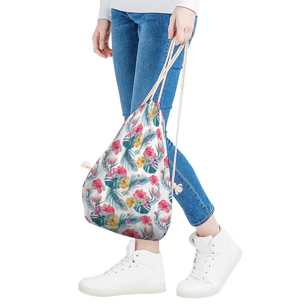 Aloha Hawaii Floral Pattern Print Drawstring Bag