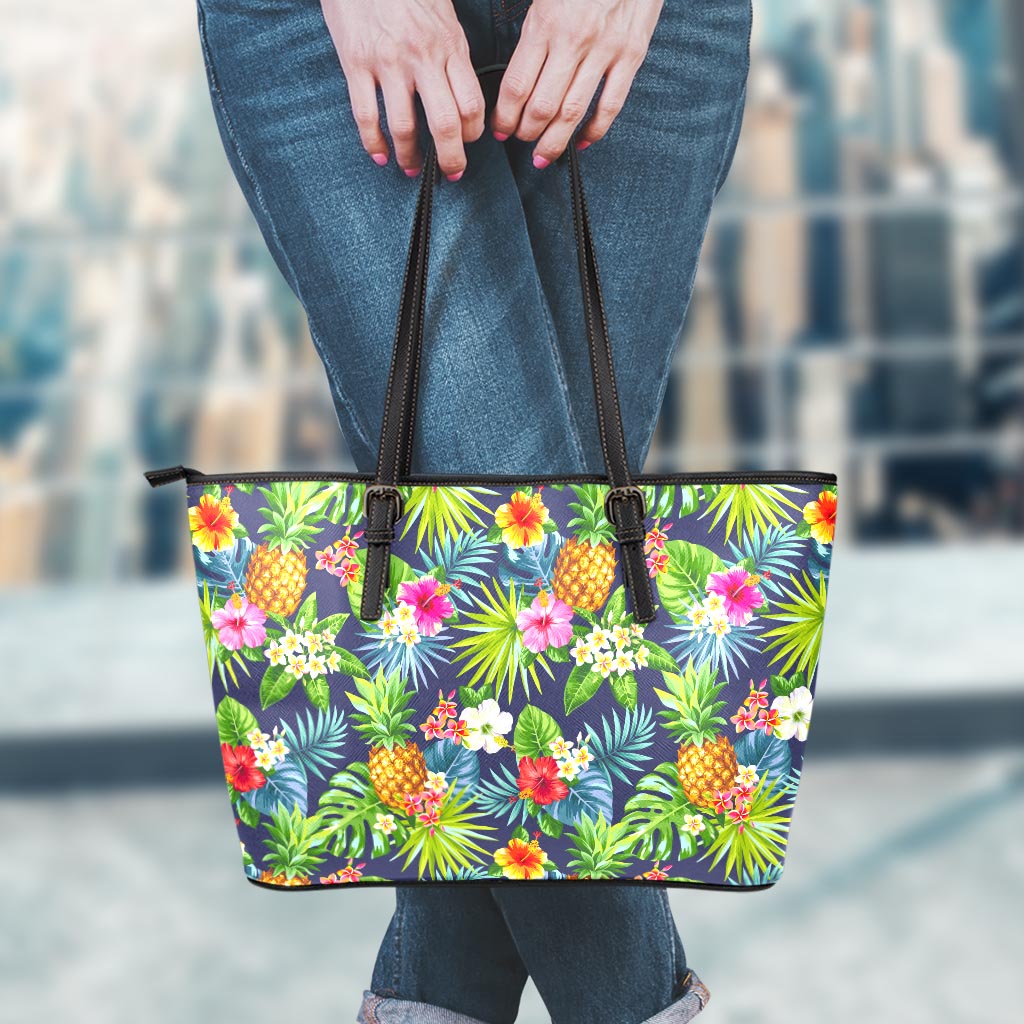 Aloha Hawaii Tropical Pattern Print Leather Tote Bag