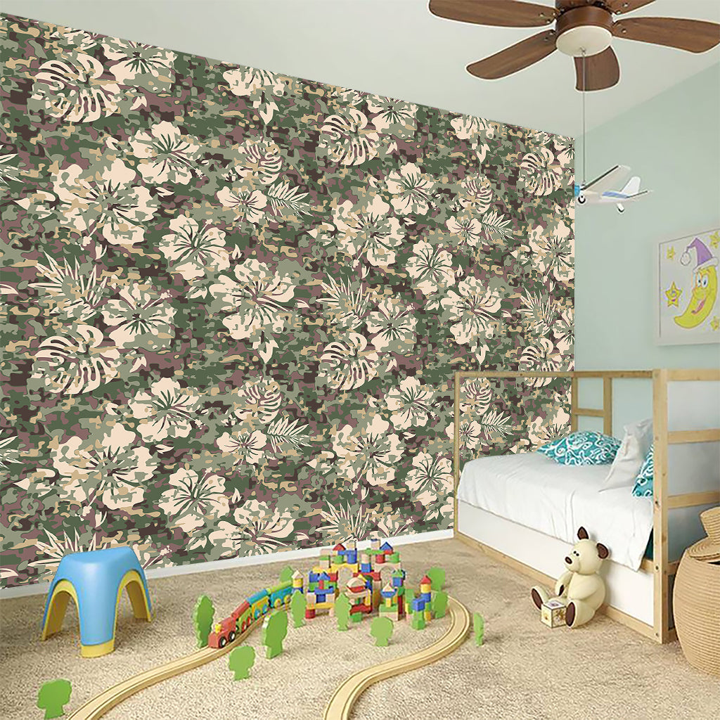 Aloha Hawaiian Camo Flower Pattern Print Wall Sticker