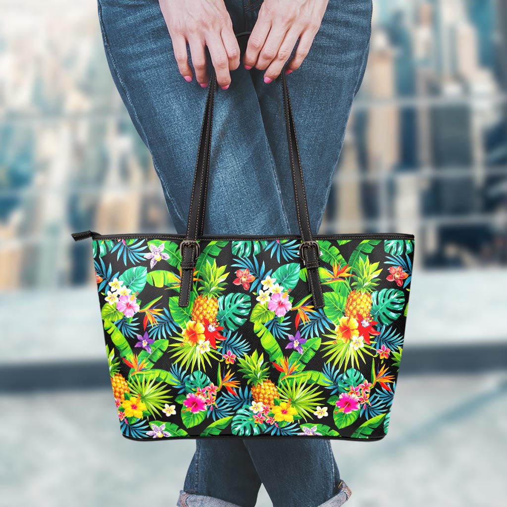 Aloha Hawaiian Tropical Pattern Print Leather Tote Bag