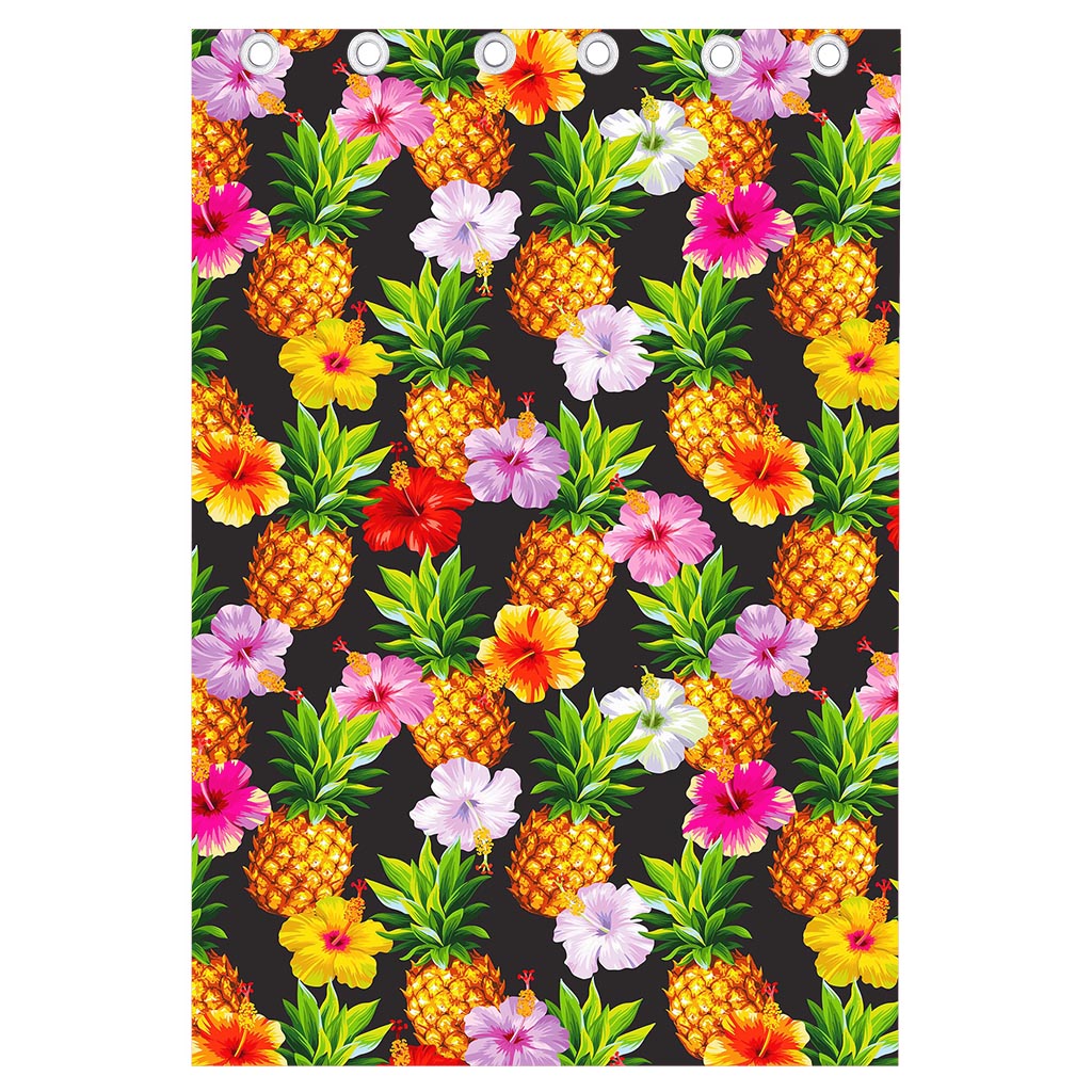 Aloha Hibiscus Pineapple Pattern Print Curtain