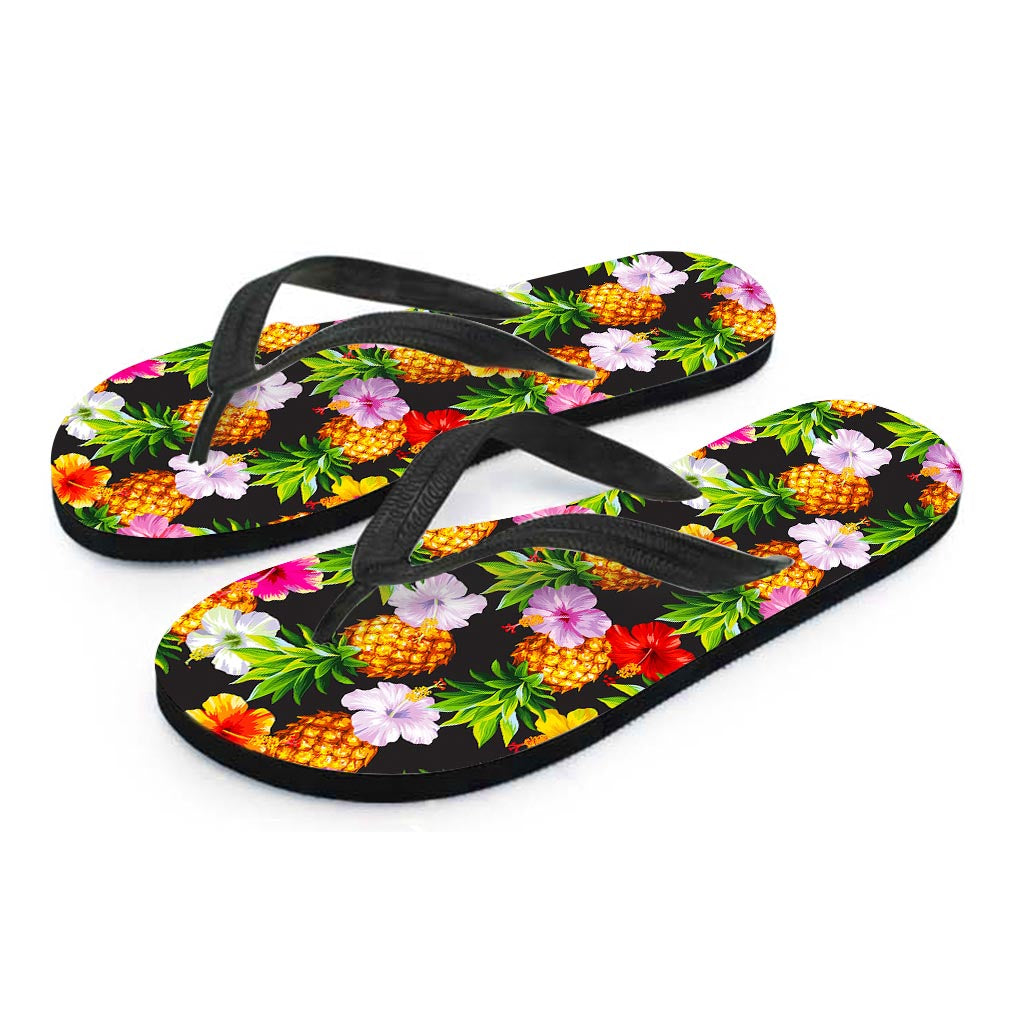 Aloha Hibiscus Pineapple Pattern Print Flip Flops