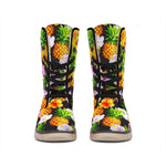 Aloha Hibiscus Pineapple Pattern Print Winter Boots