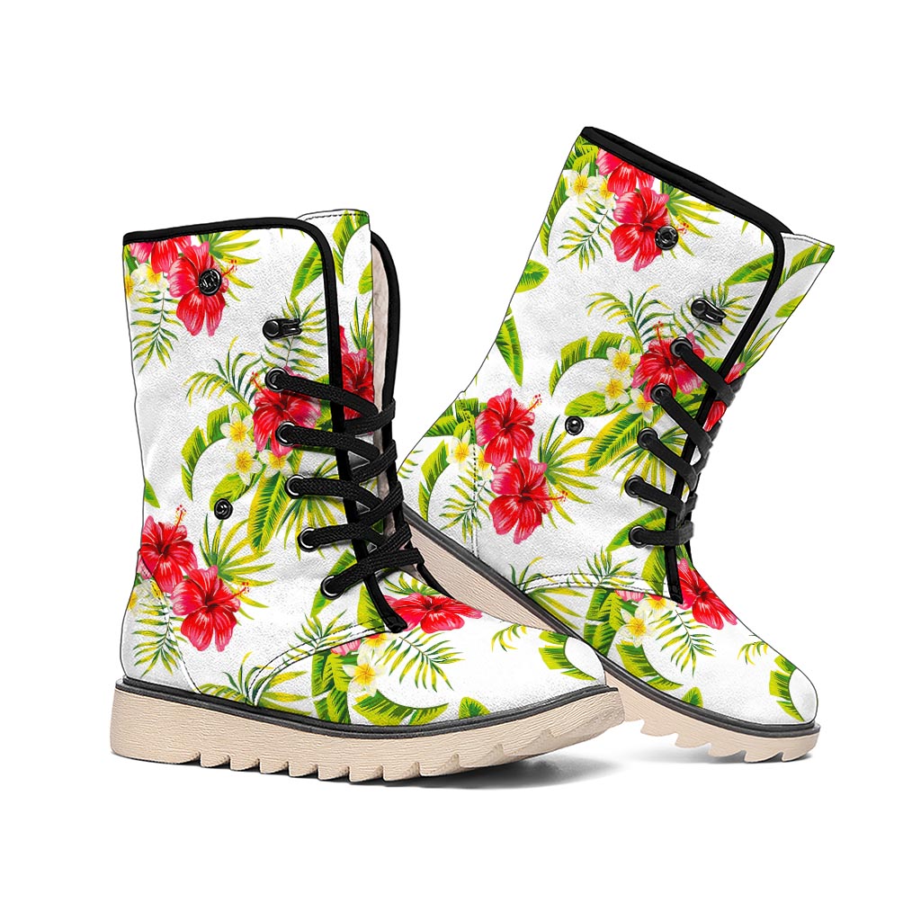 Aloha Hibiscus Tropical Pattern Print Winter Boots