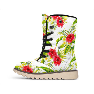 Aloha Hibiscus Tropical Pattern Print Winter Boots
