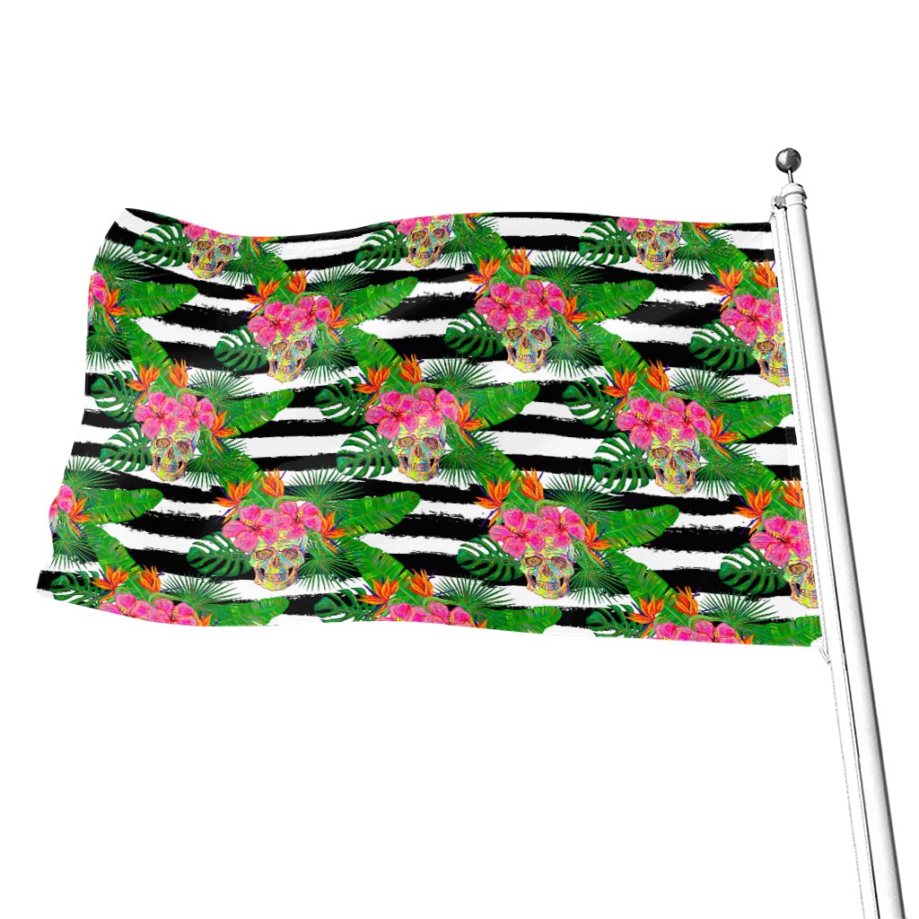 Aloha Skull Striped Pattern Print Flag