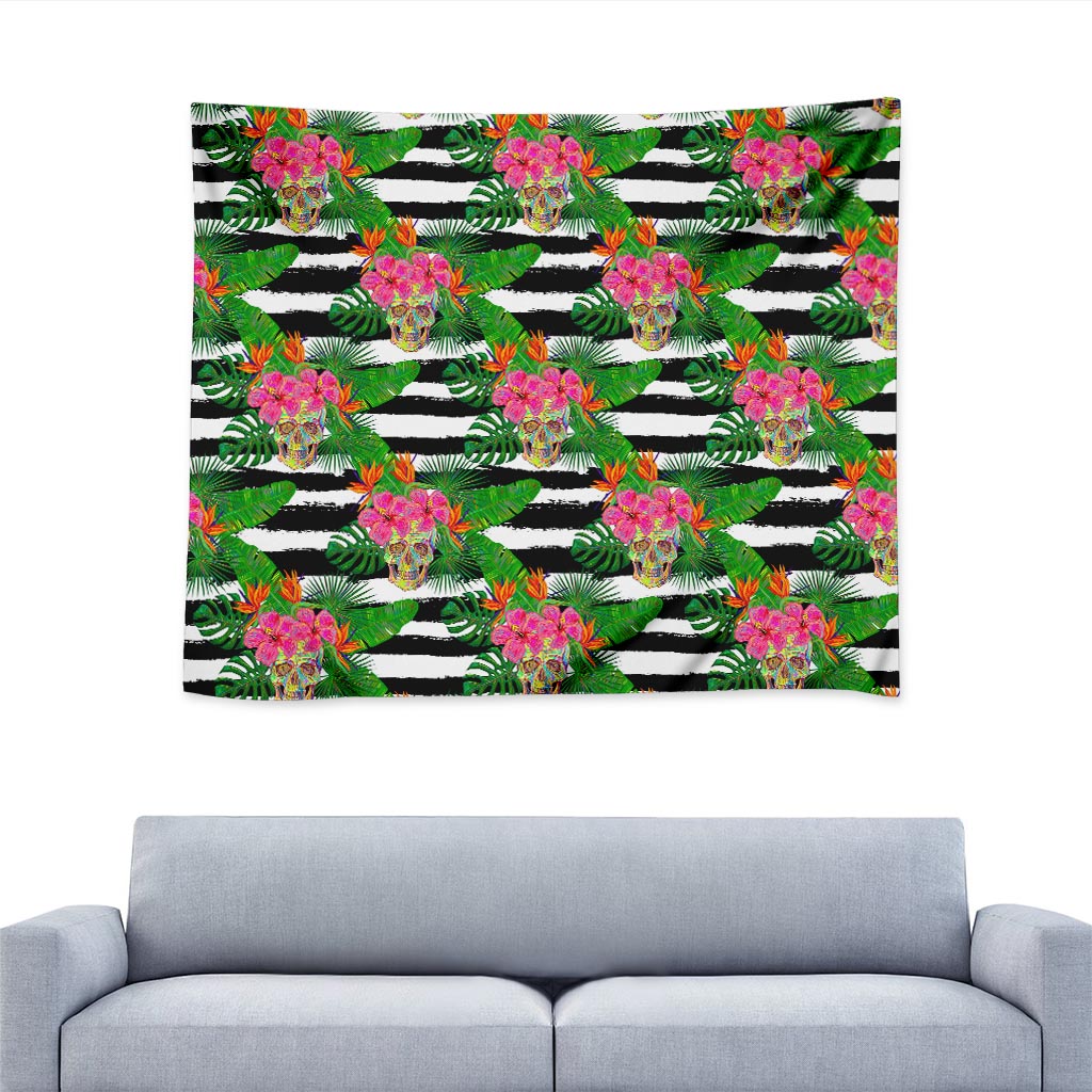 Aloha Skull Striped Pattern Print Tapestry