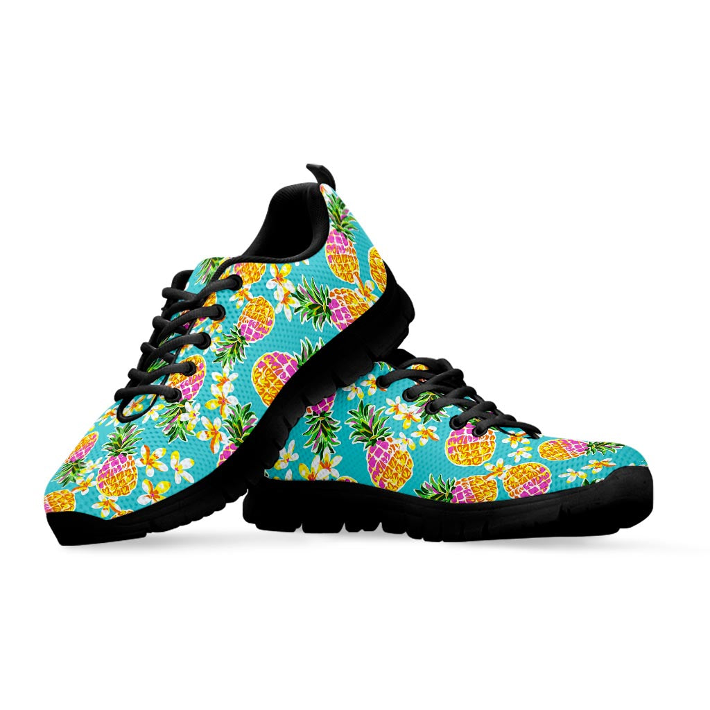 Aloha Summer Pineapple Pattern Print Black Running Shoes