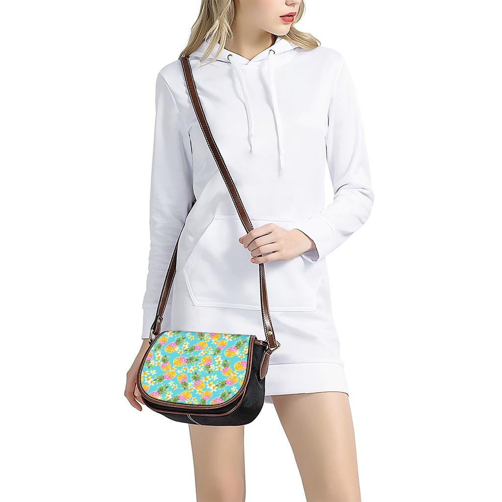 Aloha Summer Pineapple Pattern Print Saddle Bag