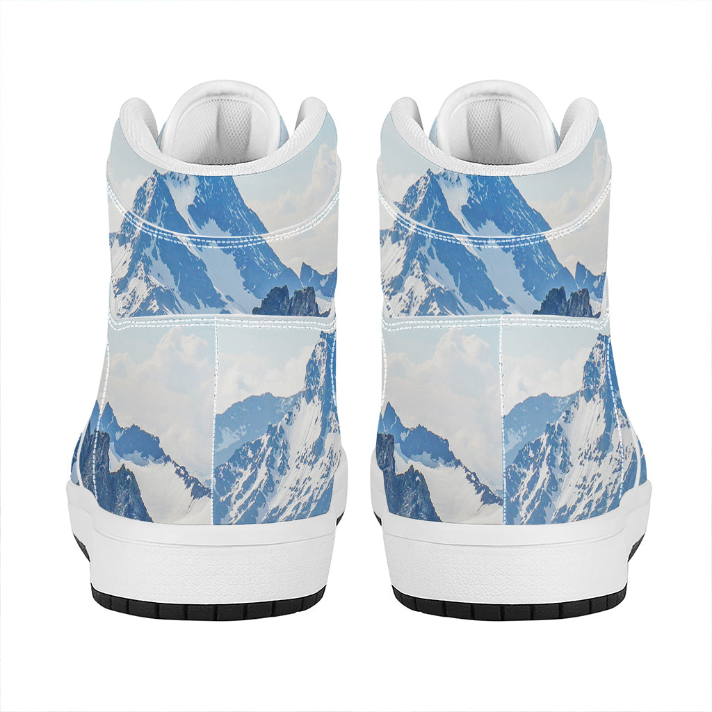 Alps Mountain Print High Top Leather Sneakers
