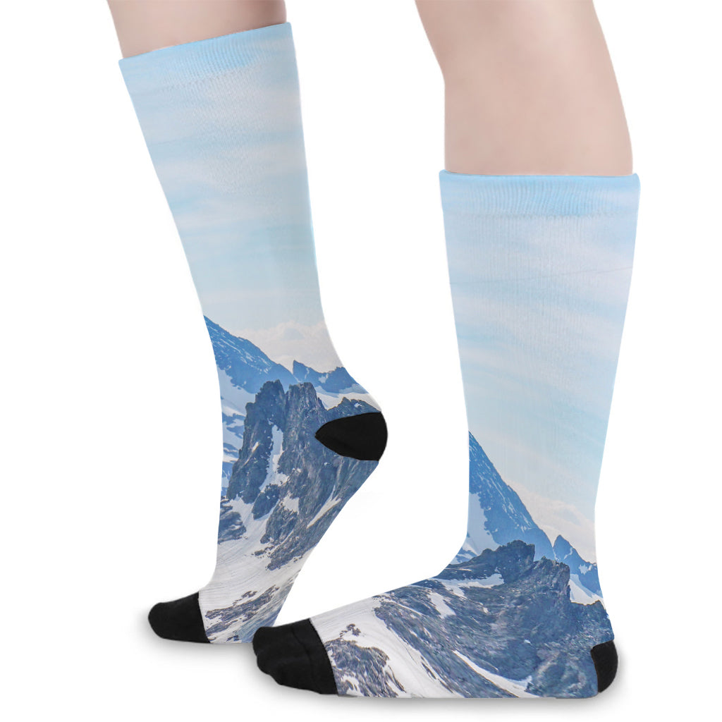 Alps Mountain Print Long Socks