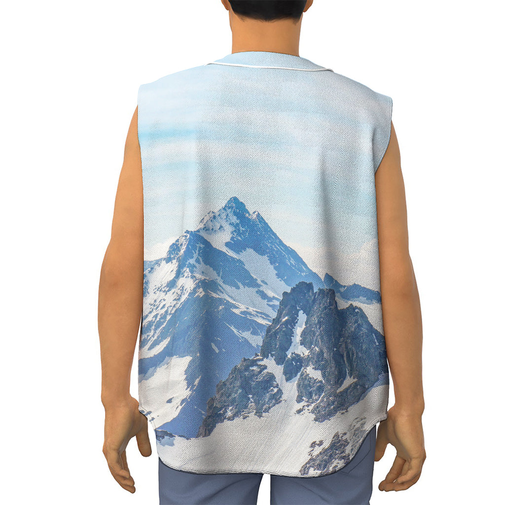 Alps Mountain Print Sleeveless Baseball Jersey