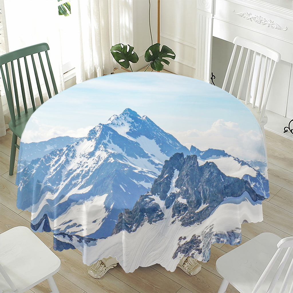 Alps Mountain Print Waterproof Round Tablecloth