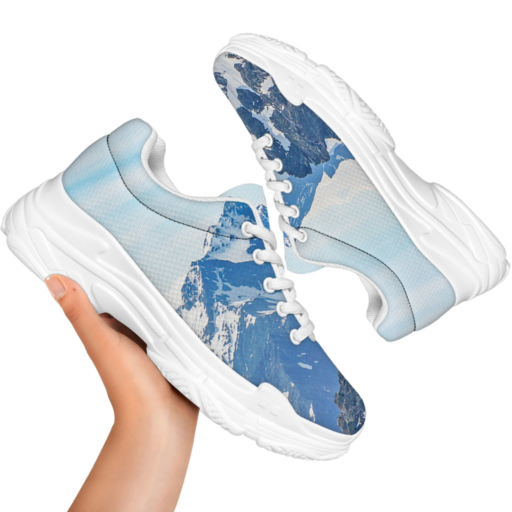 Alps Mountain Print White Chunky Shoes