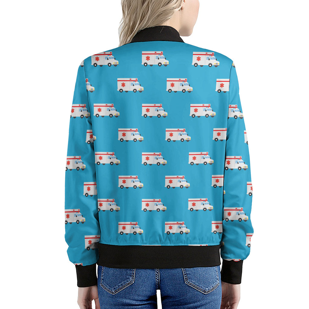 Ambulance Paramedic Car Pattern Print Women's Bomber Jacket