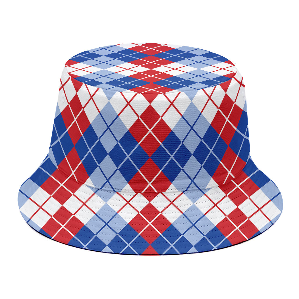 American Argyle Pattern Print Bucket Hat