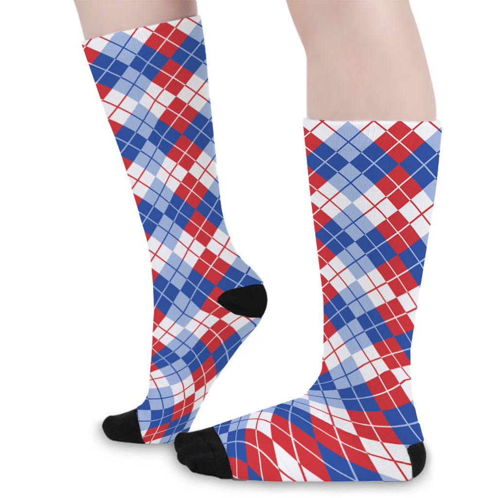 American Argyle Pattern Print Long Socks