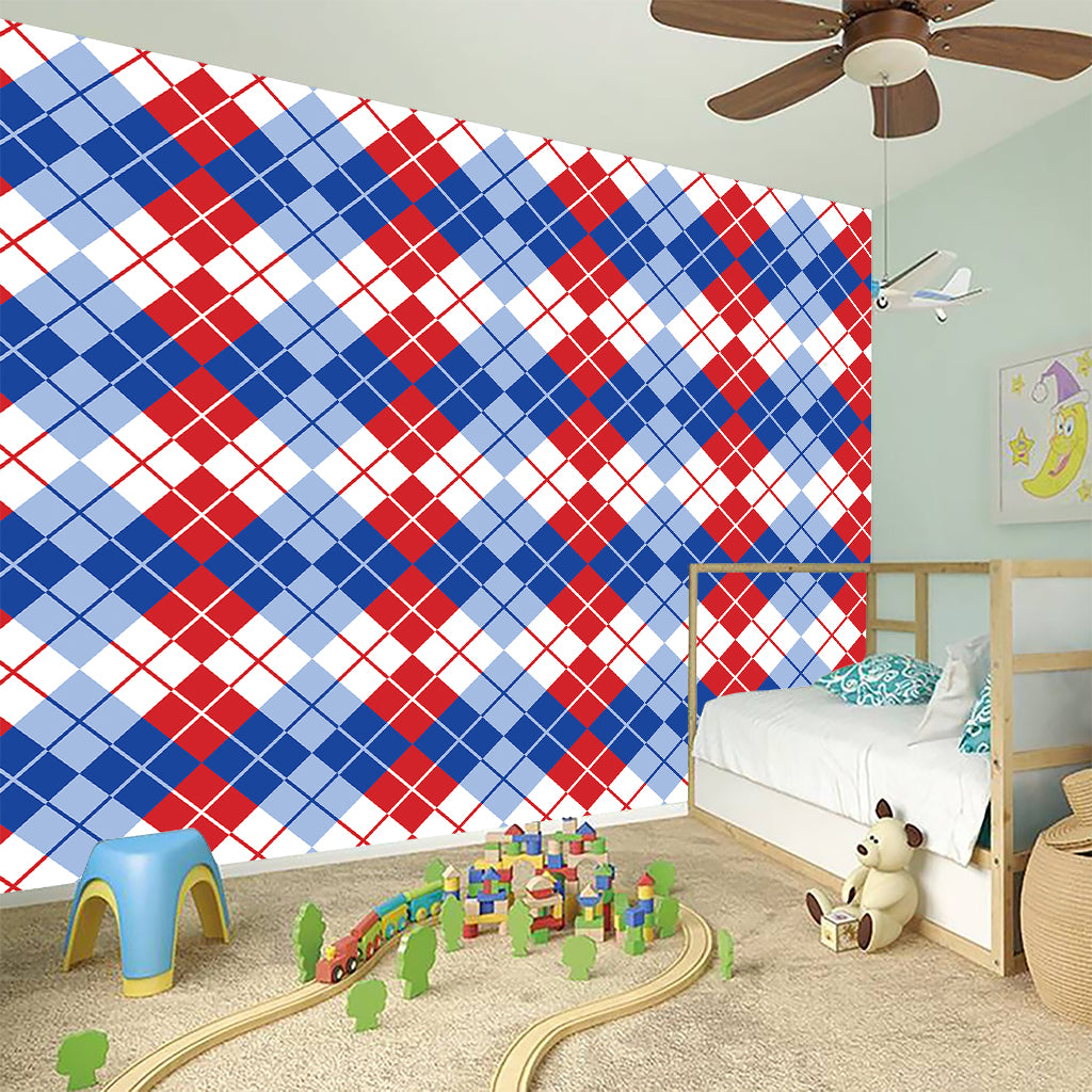 American Argyle Pattern Print Wall Sticker