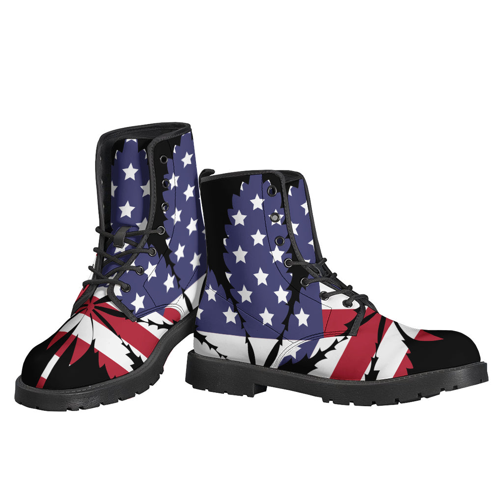 American Cannabis Leaf Flag Print Backpack