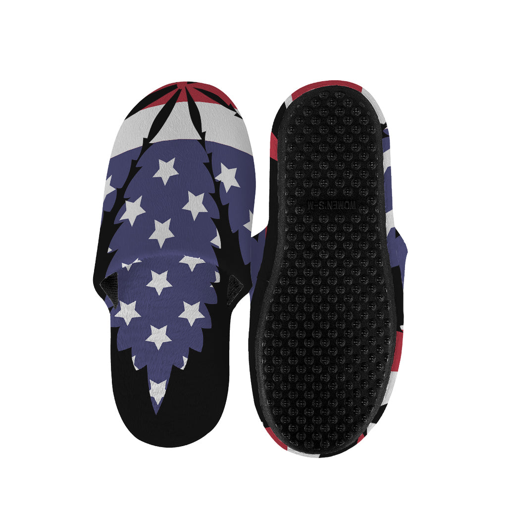 American Cannabis Leaf Flag Print Slippers