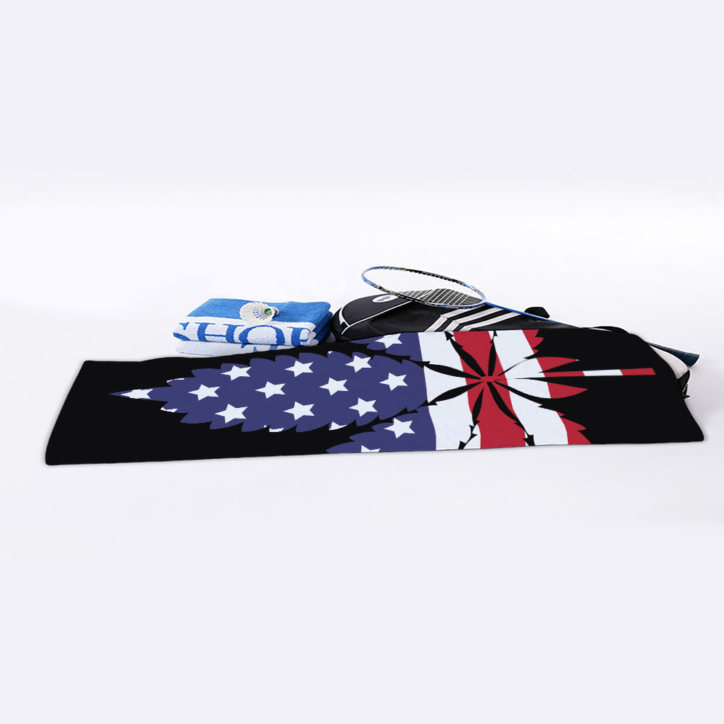 American Cannabis Leaf Flag Print Sports Towel