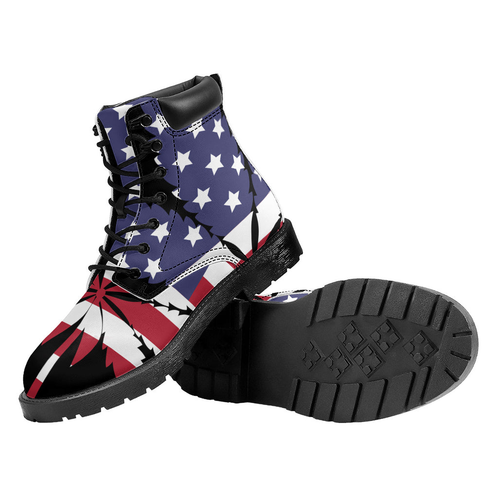 American Cannabis Leaf Flag Print Work Boots