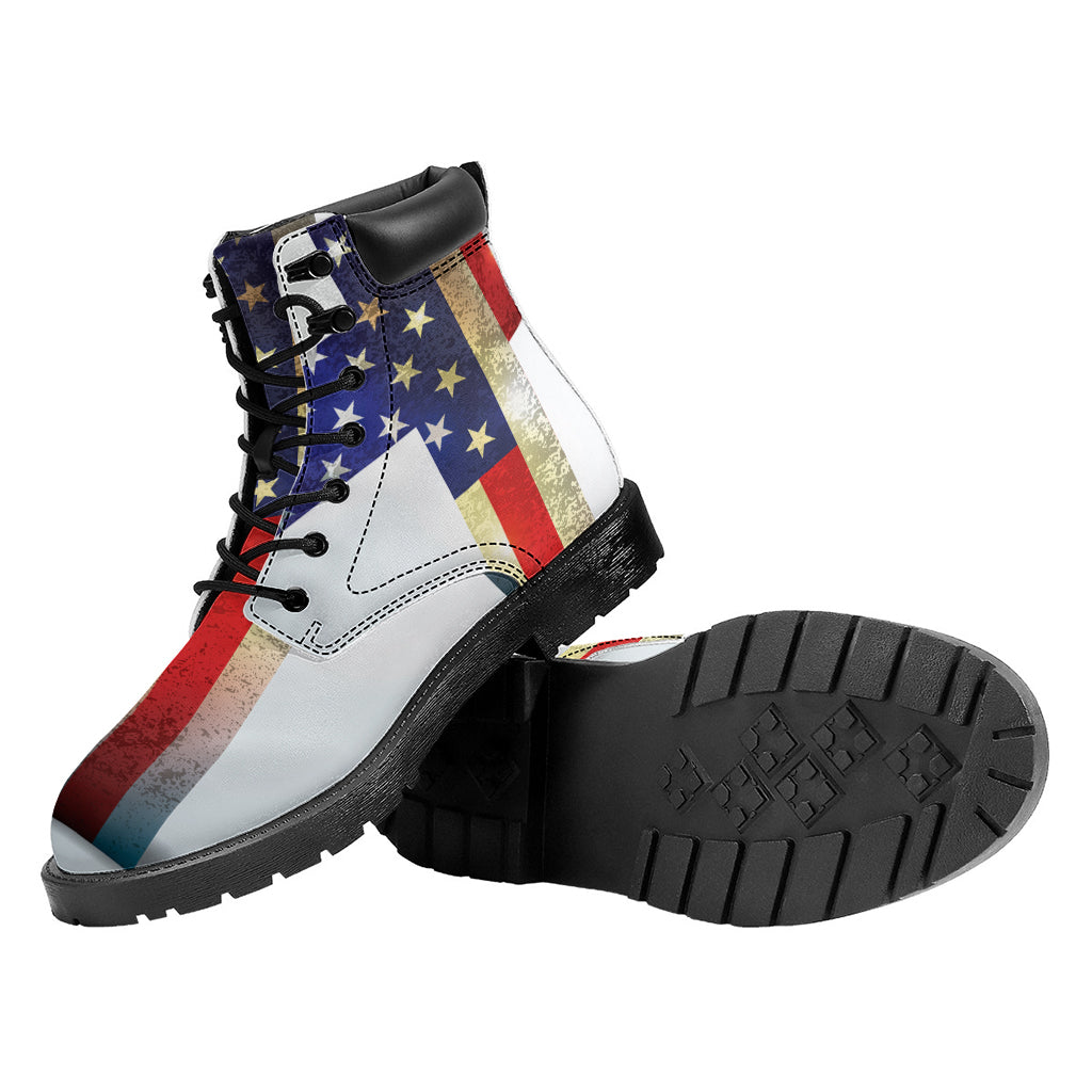 American Christian Cross Flag Print Work Boots