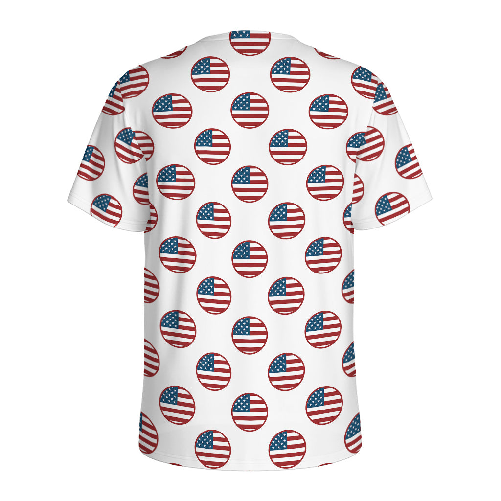 American Circle Flag Pattern Print Men's Sports T-Shirt