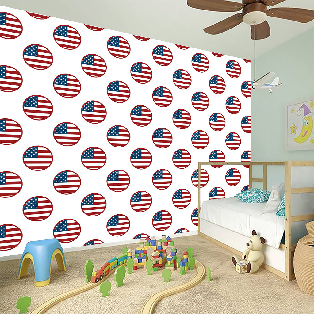 American Circle Flag Pattern Print Wall Sticker