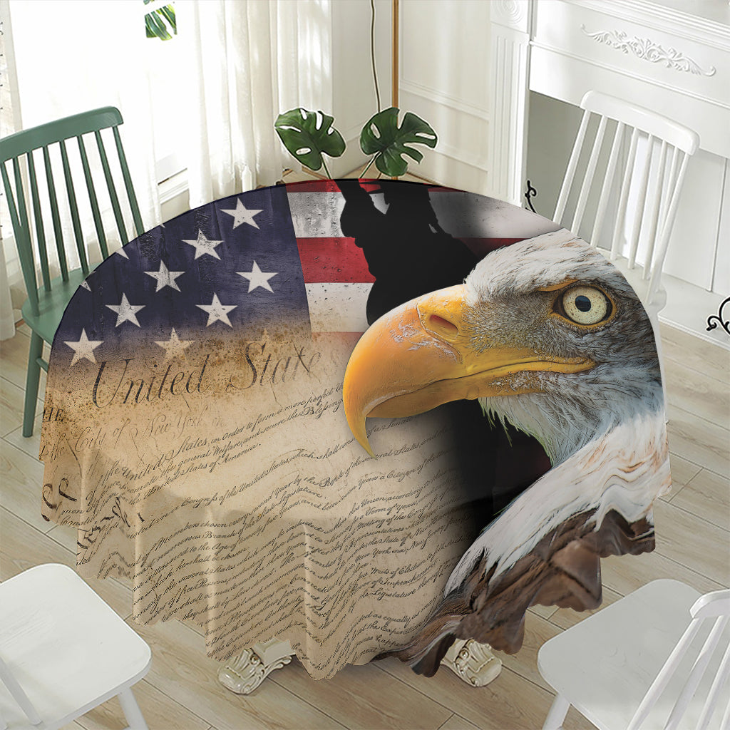 American Dream Of Liberty Print Waterproof Round Tablecloth