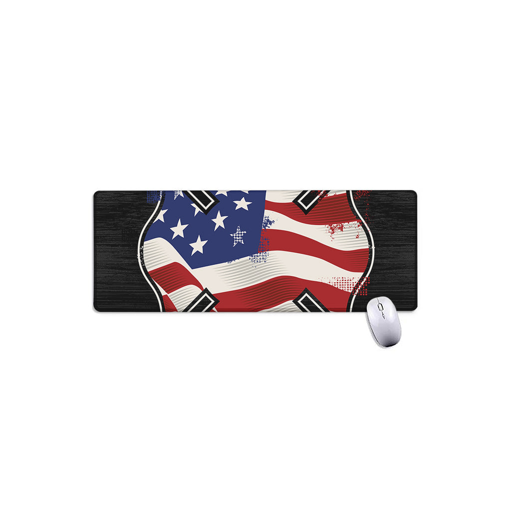American Firefighter Emblem Print Extended Mouse Pad