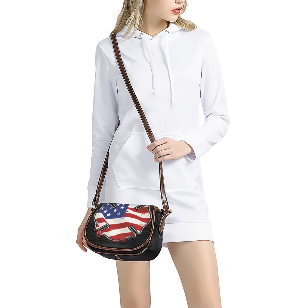 American Firefighter Emblem Print Saddle Bag