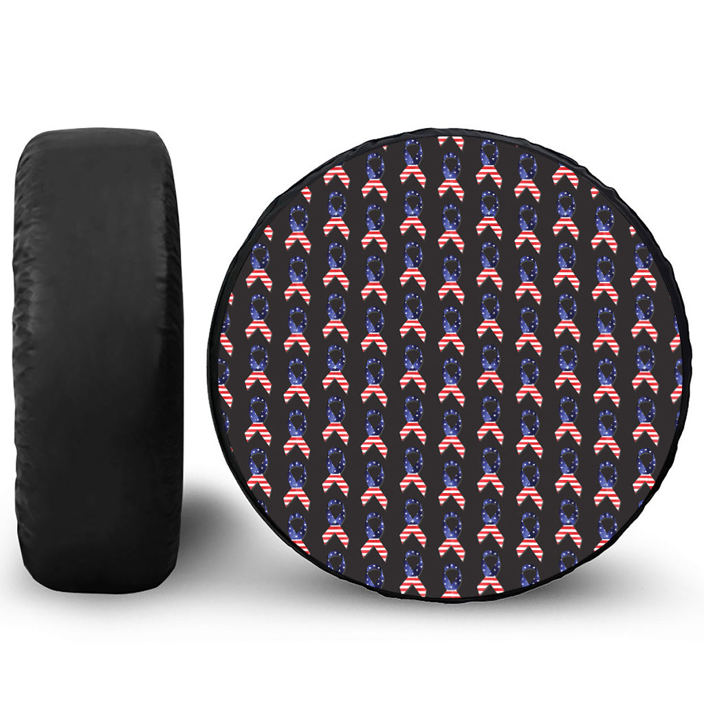American Flag Ribbon Pattern Print Tire Cover