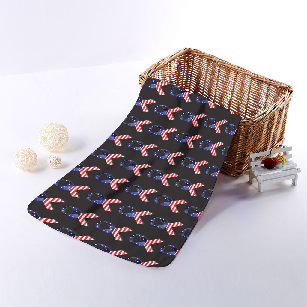 American Flag Ribbon Pattern Print Towel
