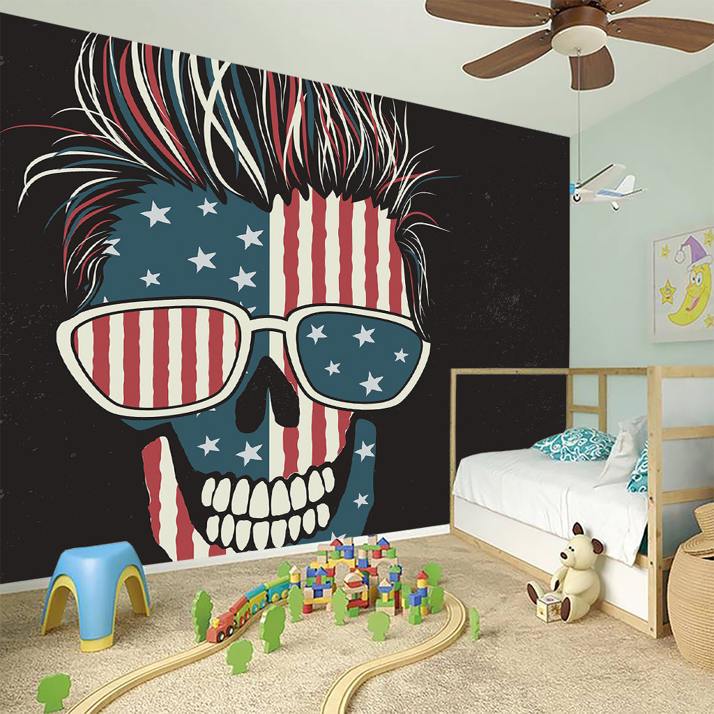 American Flag Skull Print Wall Sticker