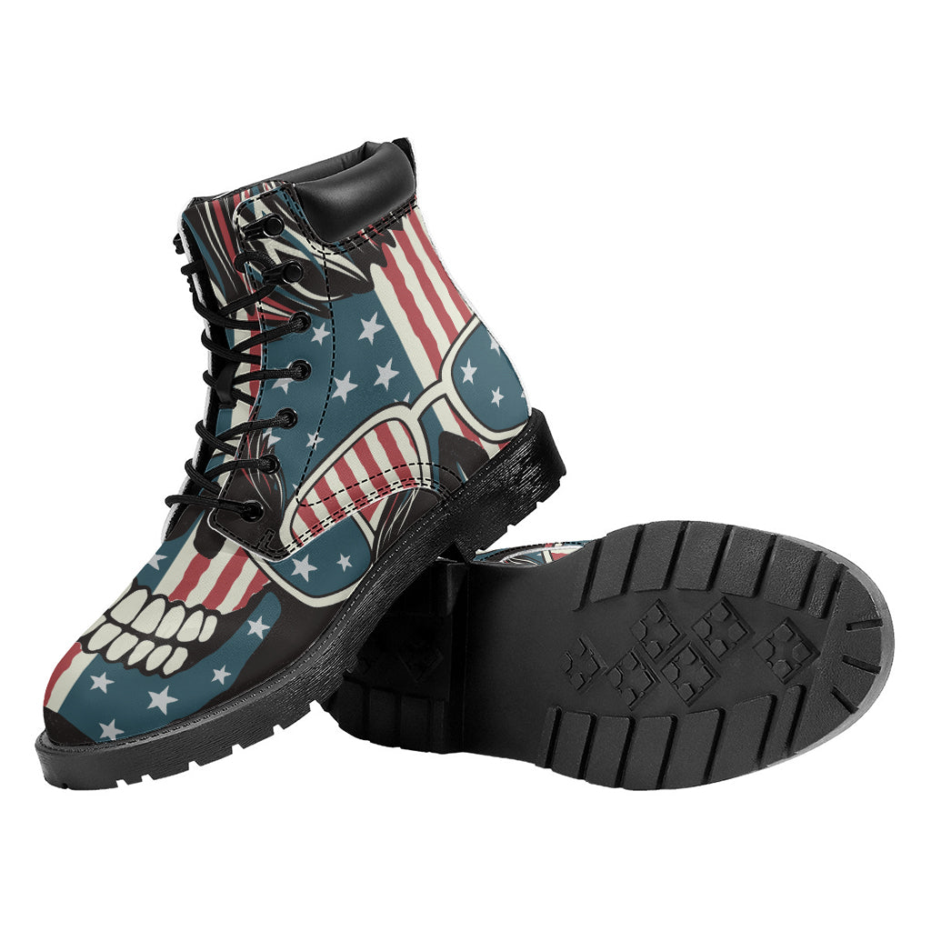 American Flag Skull Print Work Boots