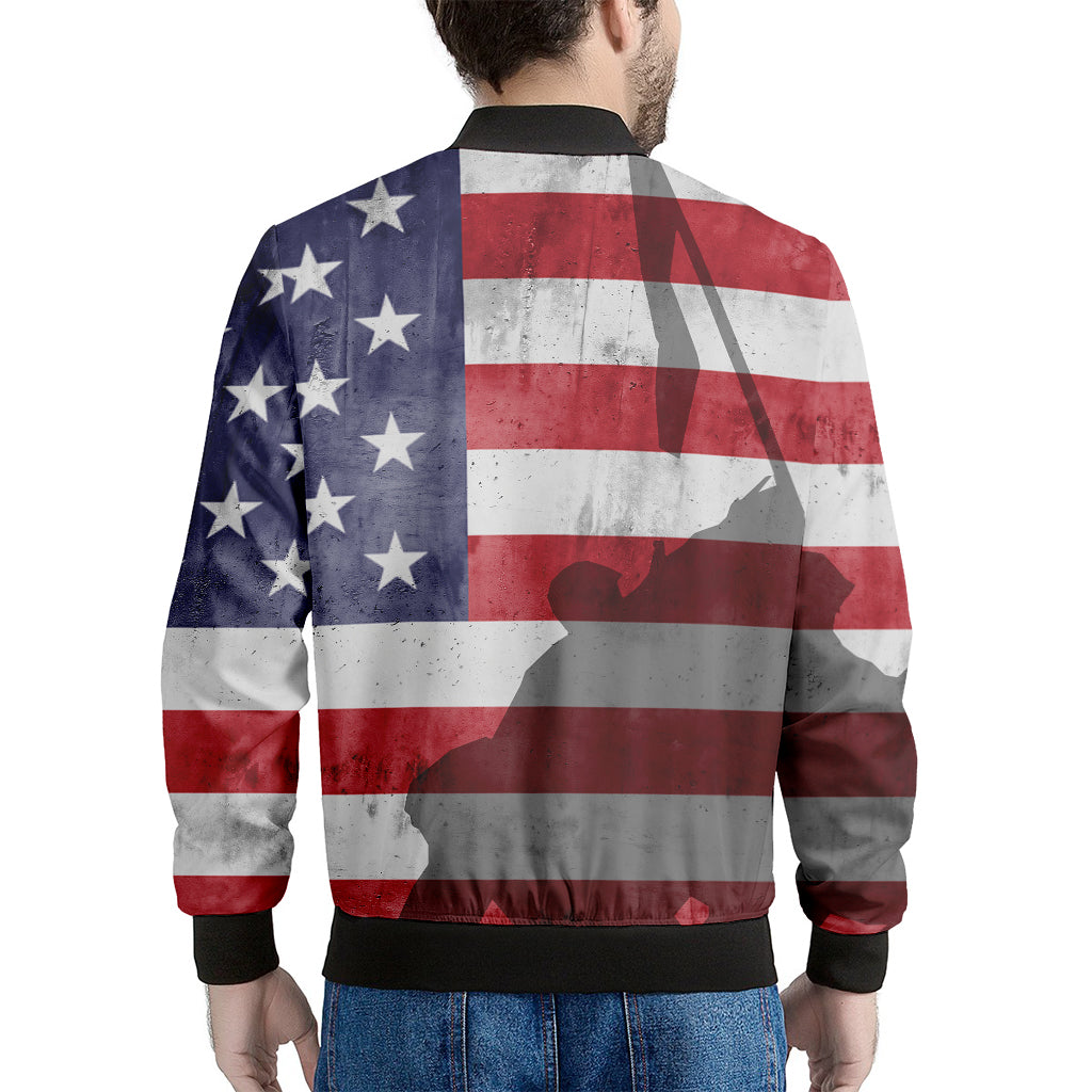American Flag War Memorial Print Men's Bomber Jacket