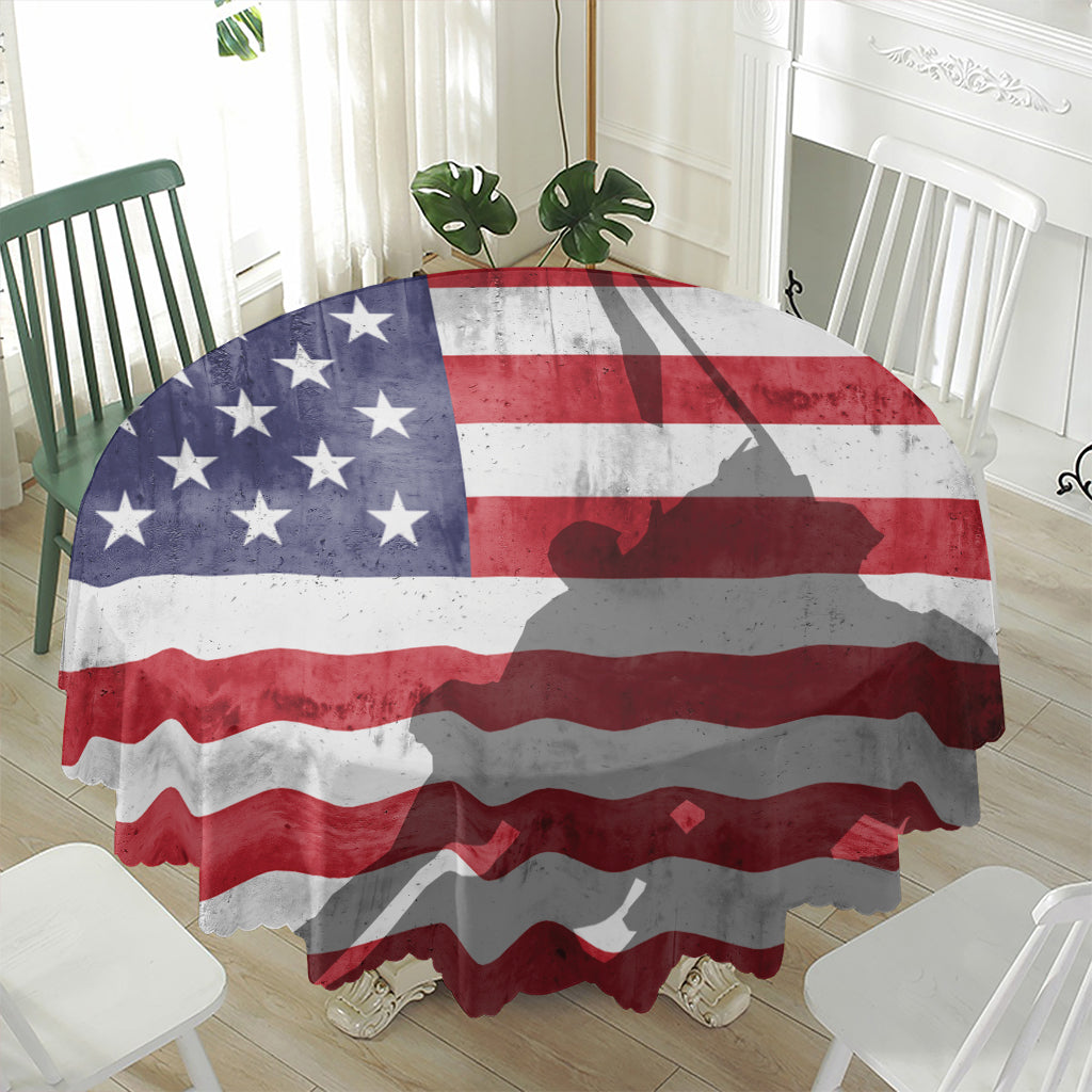 American Flag War Memorial Print Waterproof Round Tablecloth