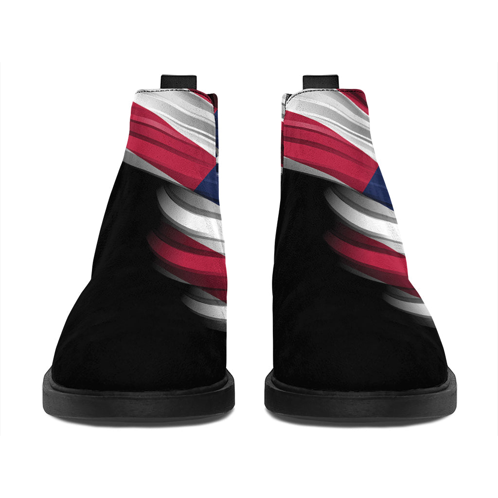 American Flag Wing Print Flat Ankle Boots