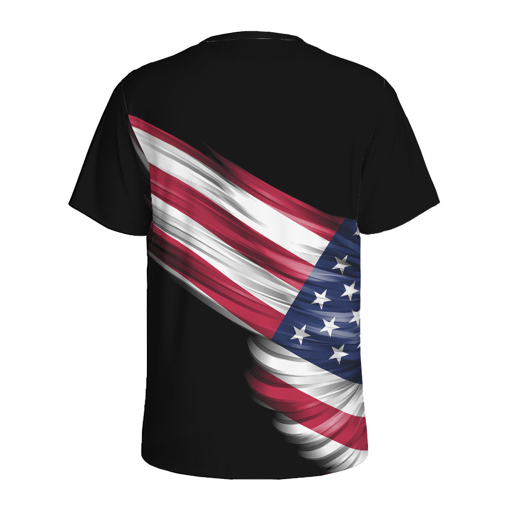 American Flag Wing Print Men's Sports T-Shirt