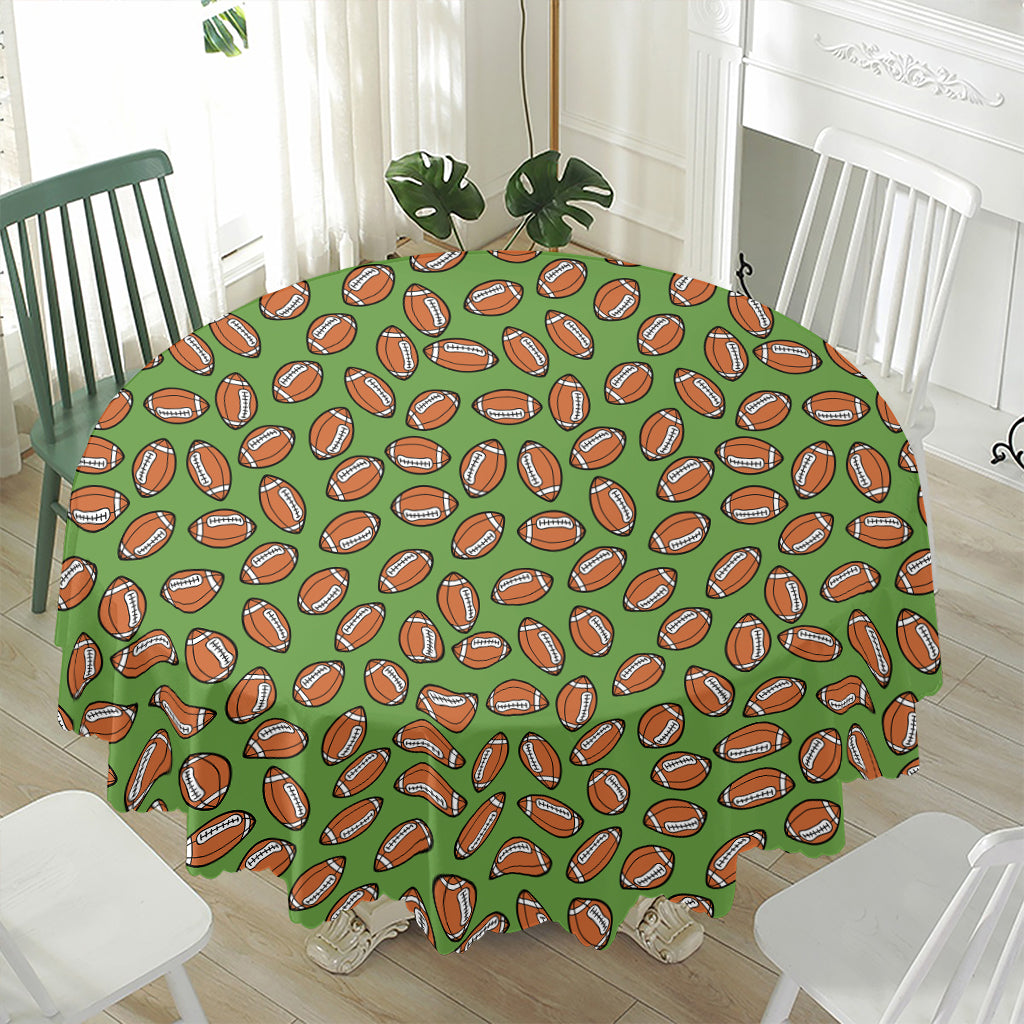 American Football Ball Pattern Print Waterproof Round Tablecloth